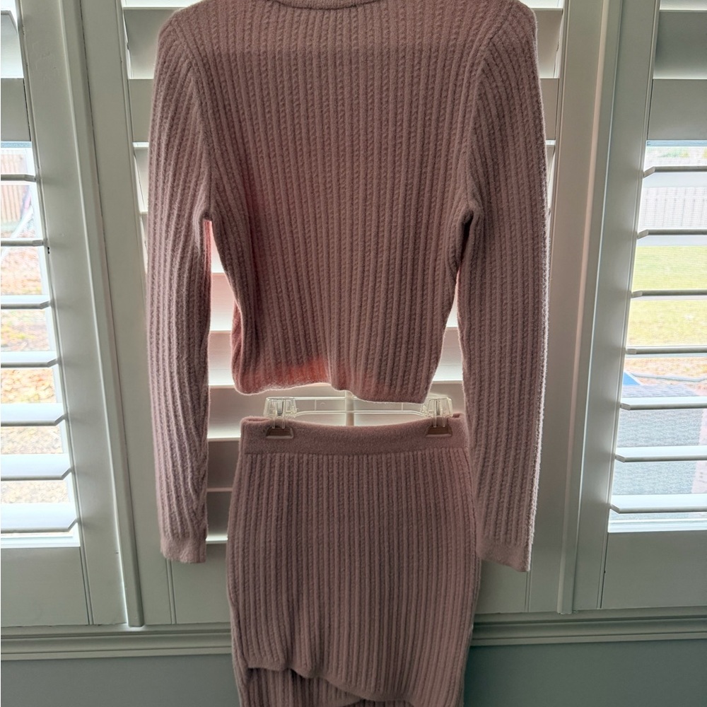 Express Blush Ribbed Knit Skirt Set